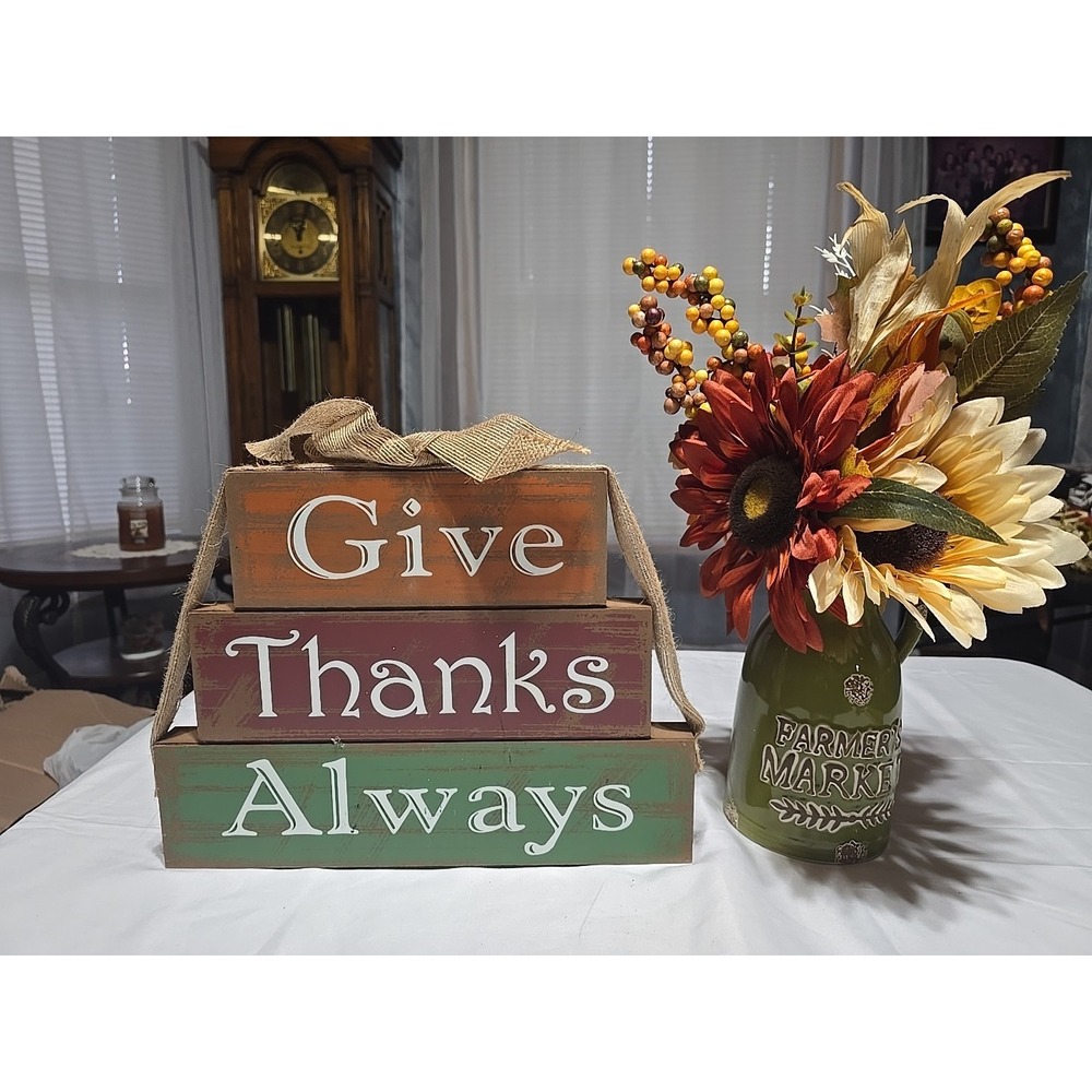 Thanksgiving FALL Sign Decor  Shelf Sitter Farmer's Market‎ Harvest Vase